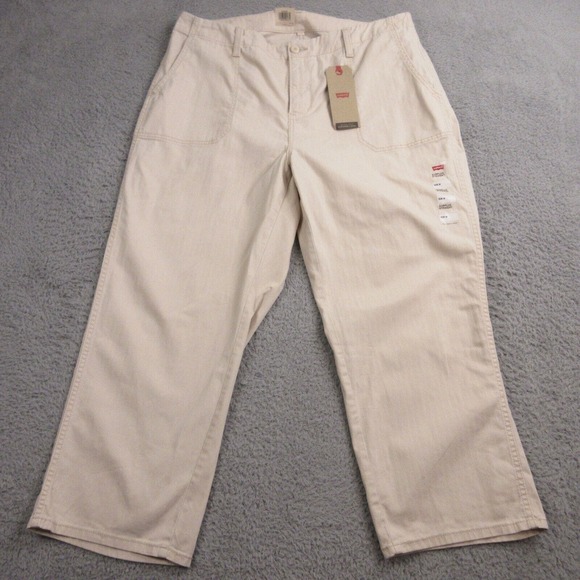 Levi's Womens Surplus Straight Jeans size 16W Herringbone‎ Beige 38 x 27 NEW - Picture 1 of 10